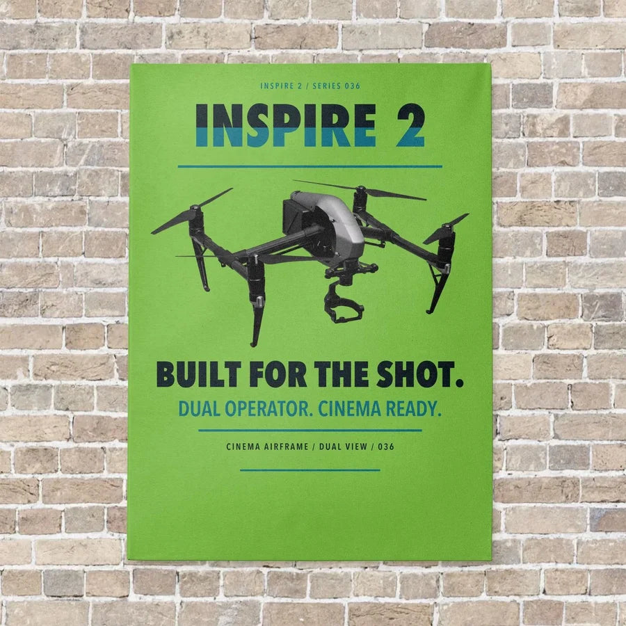 DJI Inspire 2 vertical canvas print - no frame - light green background