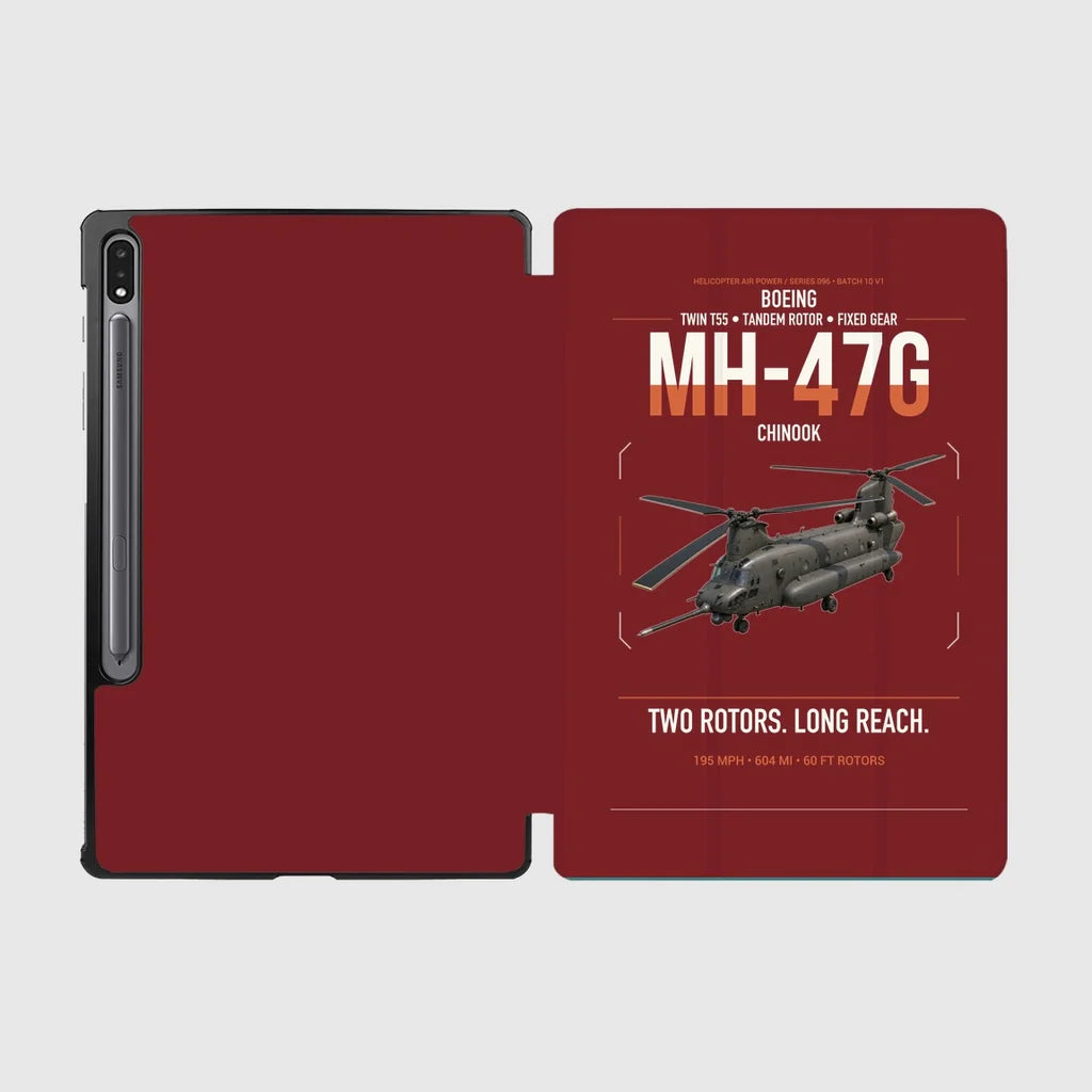 Boeing MH-47G Chinook design on dark red samsung tablet tablet case