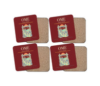 Thumbnail for Nome Airport (OME) design on dark red 4 pieces set coaster
