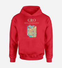 Thumbnail for Girona–Costa Brava Airport (GRO) design on red hoodie single-side print