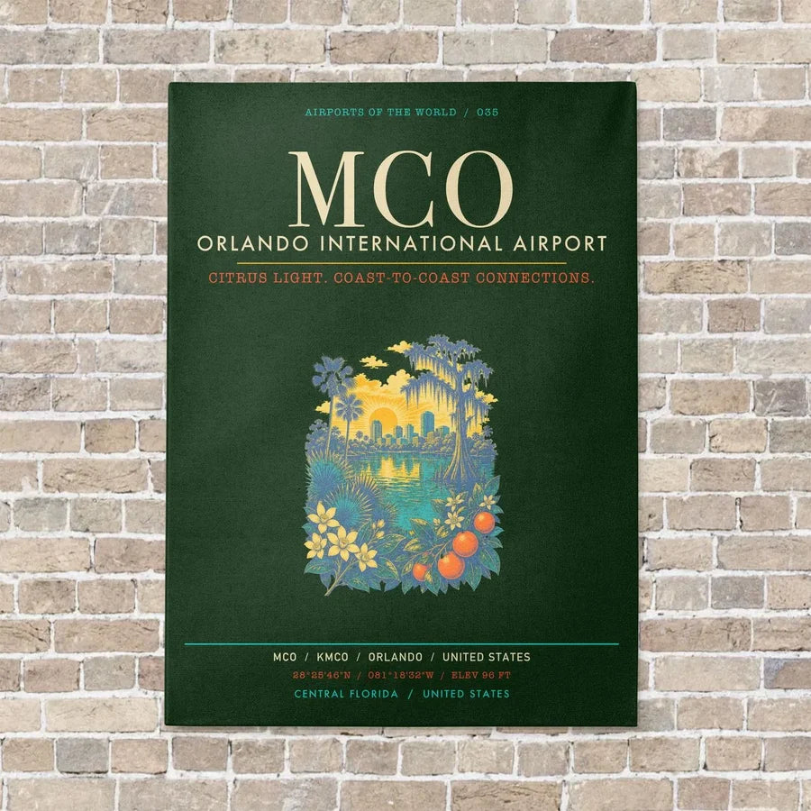 Orlando International Airport MCO - Canvas Framed - Dark Green