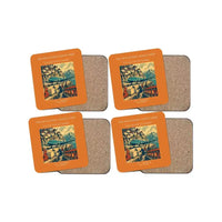 Thumbnail for The Monastery Ledge Strip - Designed Coasters design on orange 4-pieces-set