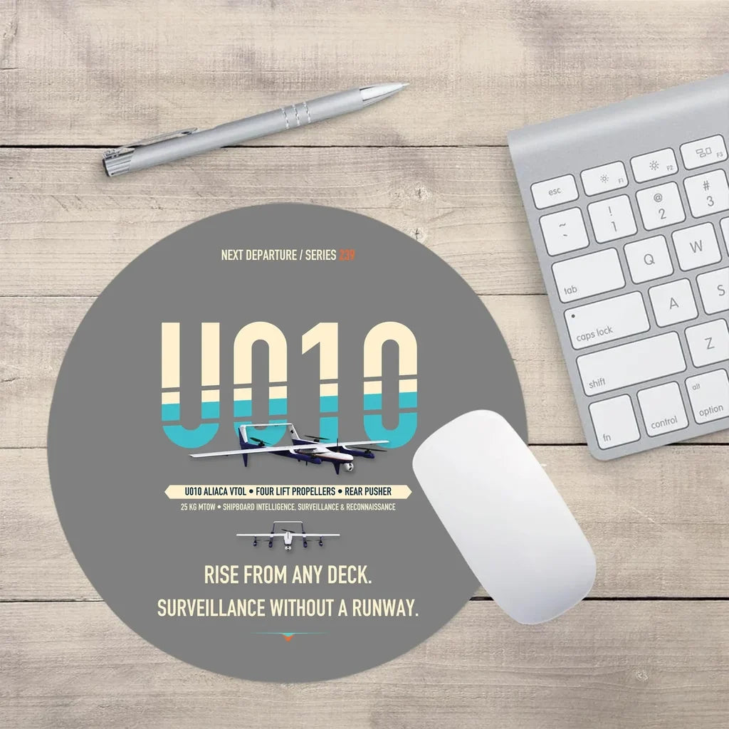 Airbus U010 Aliaca VTOL design on gray round mouse pad