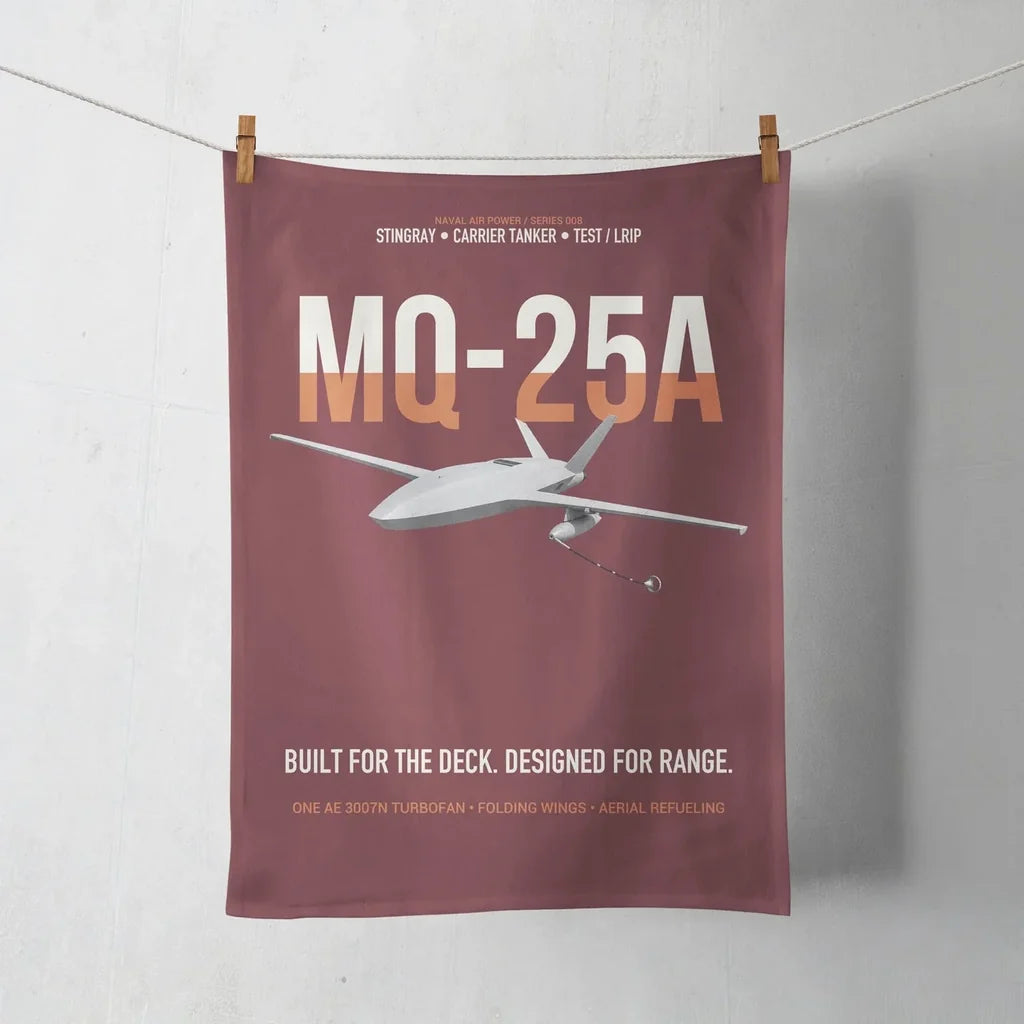 MQ-25A STINGRAY design on dark red towel