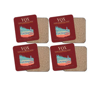 Thumbnail for Gander International Airport (YQX) design on dark red 4 pieces set coaster