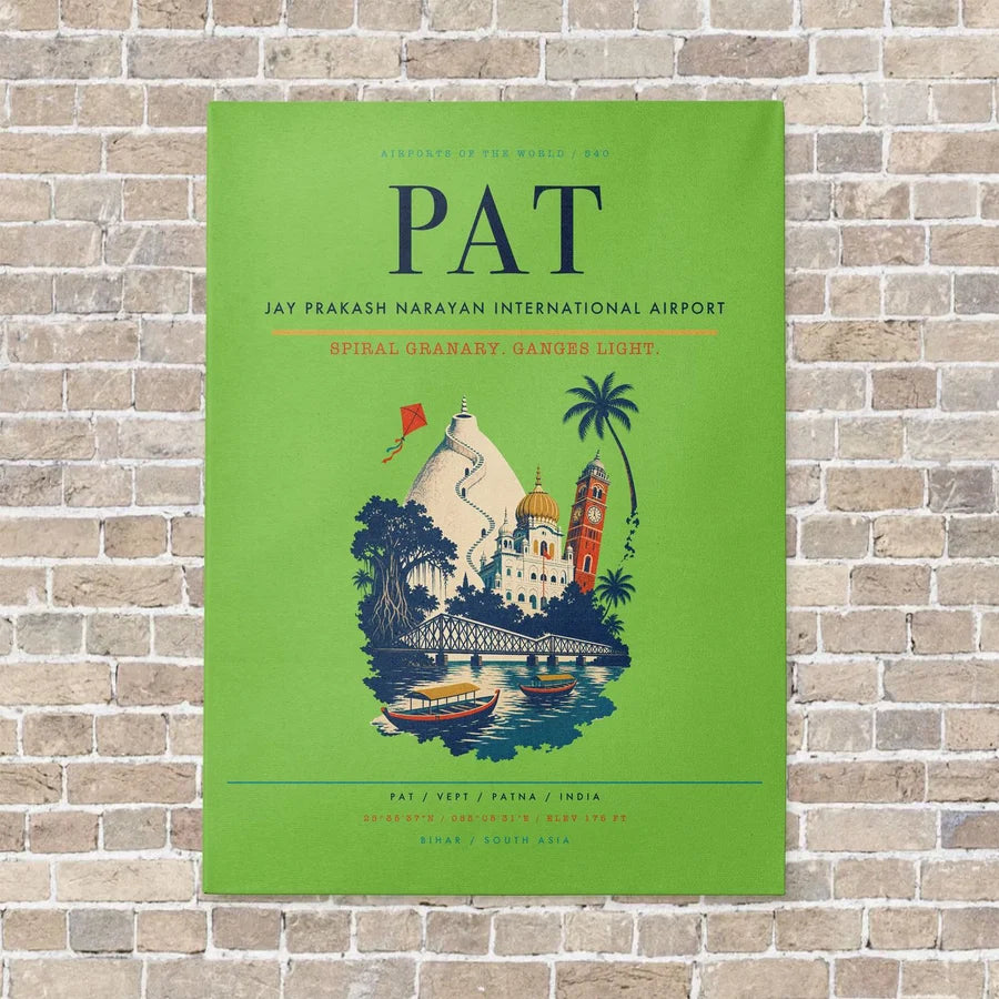 Jay Prakash Narayan International Airport PAT vertical canvas print - no frame - light green background