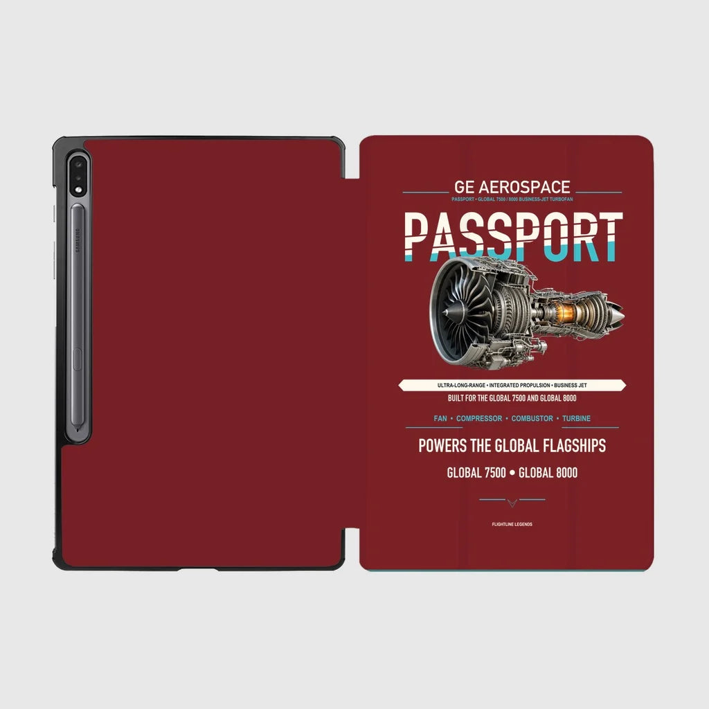 PASSPORT design on dark red samsung tablet tablet case