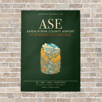 Thumbnail for Aspen - Pitkin County Airport ASE - Canvas Framed - Dark Green