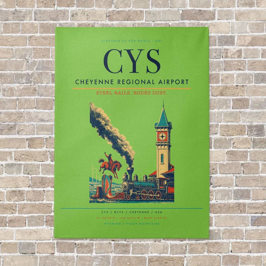 Cheyenne Regional Airport CYS vertical canvas print - no frame - light green background