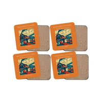 Thumbnail for The Railhead Transfer - Designed Coasters design on orange 4-pieces-set
