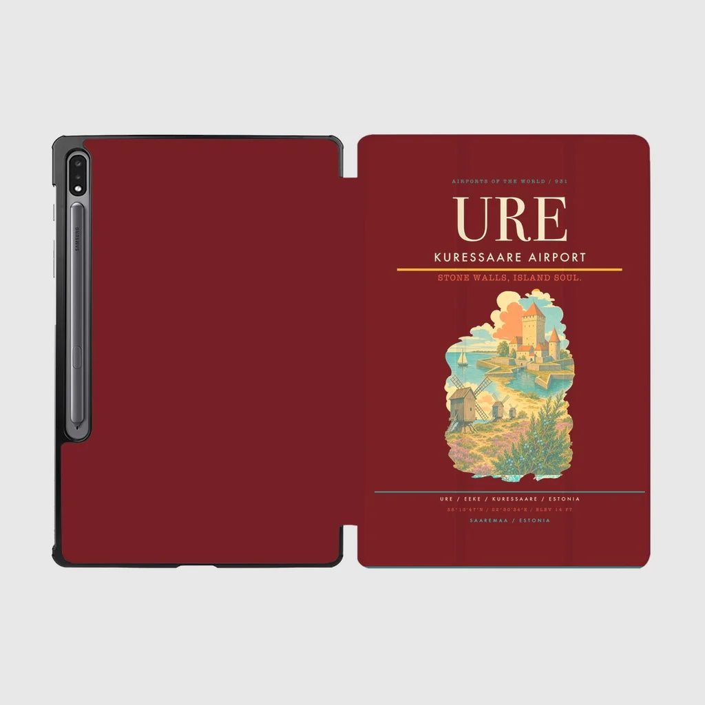 Kuressaare Airport (URE) design on dark red samsung tablet tablet case