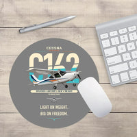 Thumbnail for Cessna 162 Skycatcher design on gray round mouse pad