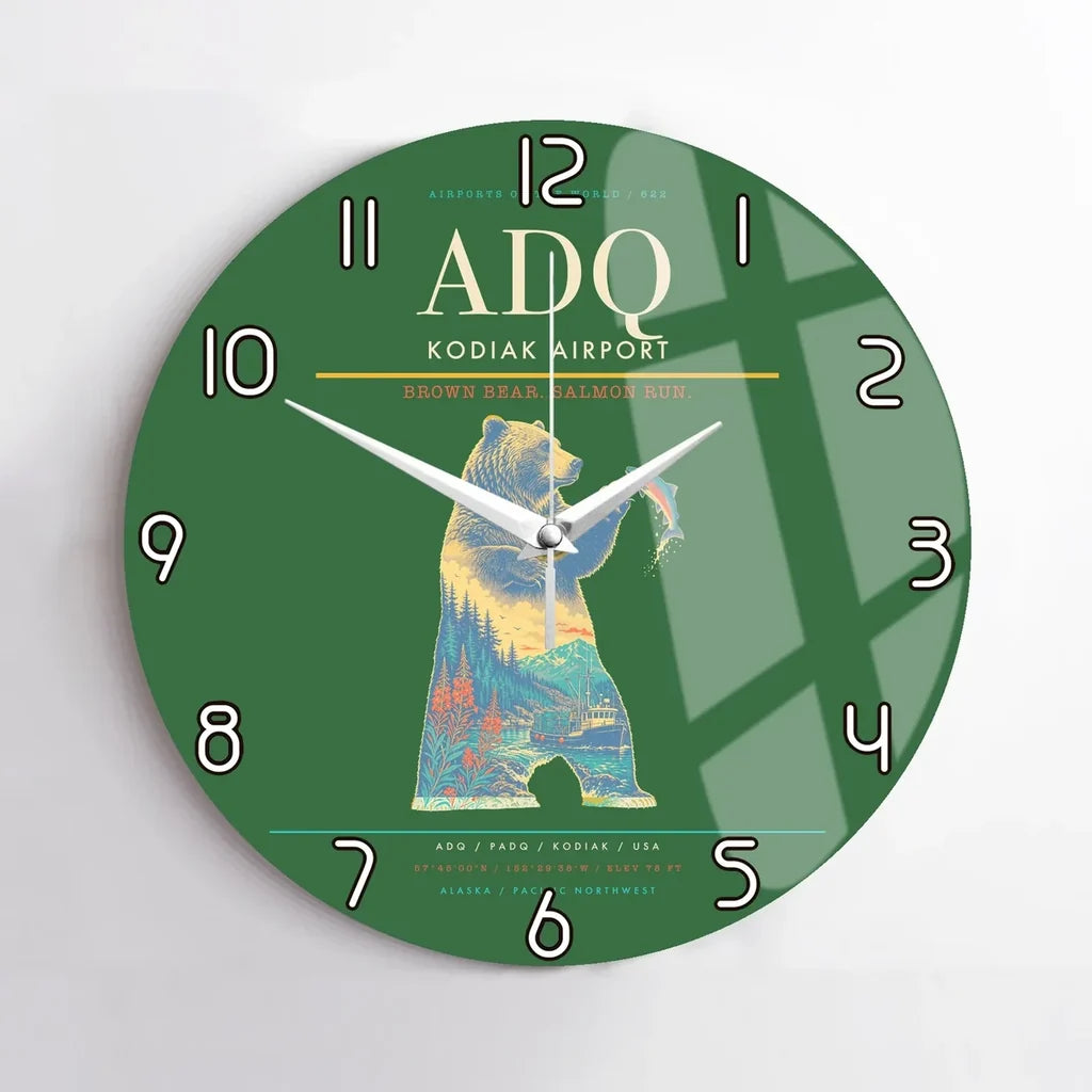 Kodiak Airport ADQ Wall-Clock No-Frame - Green