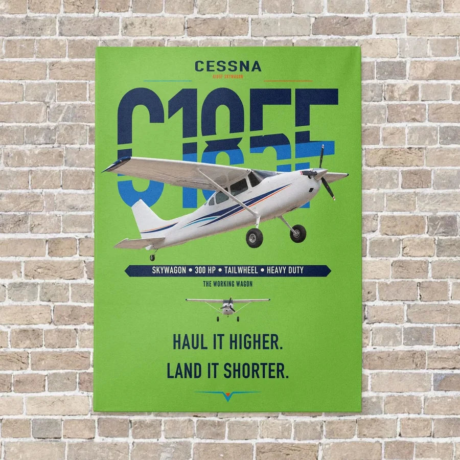 Cessna A185F Skywagon vertical canvas print - no frame - light green background