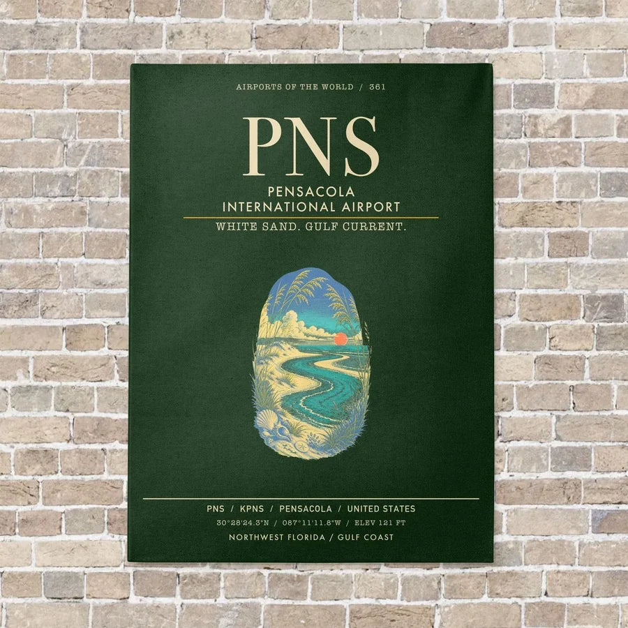 Pensacola International Airport PNS - Canvas Framed - Dark Green
