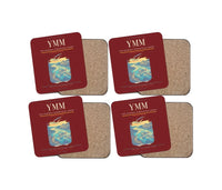 Thumbnail for Fort McMurray International Airport (YMM) design on dark red 4 pieces set coaster