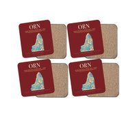 Thumbnail for Ahmed Ben Bella Airport (ORN) design on dark red 4 pieces set coaster