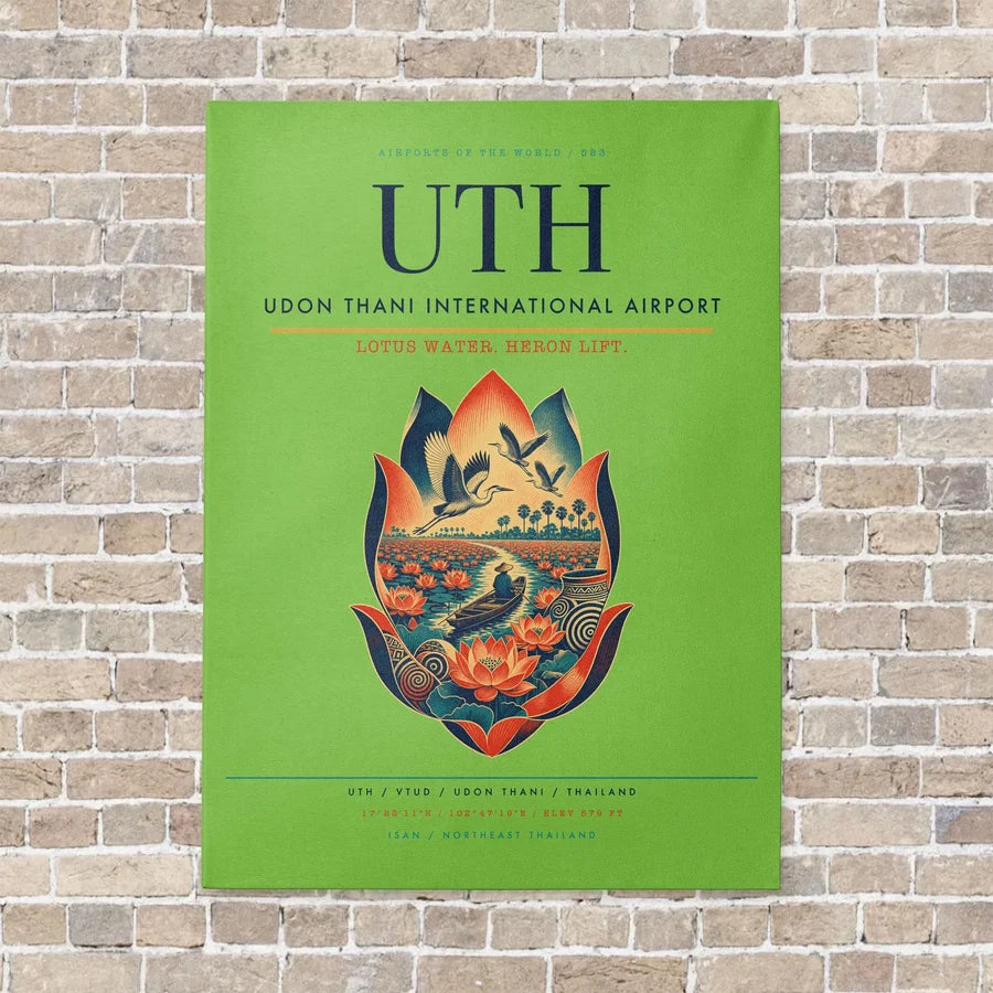 Udon Thani International Airport UTH vertical canvas print - no frame - light green background