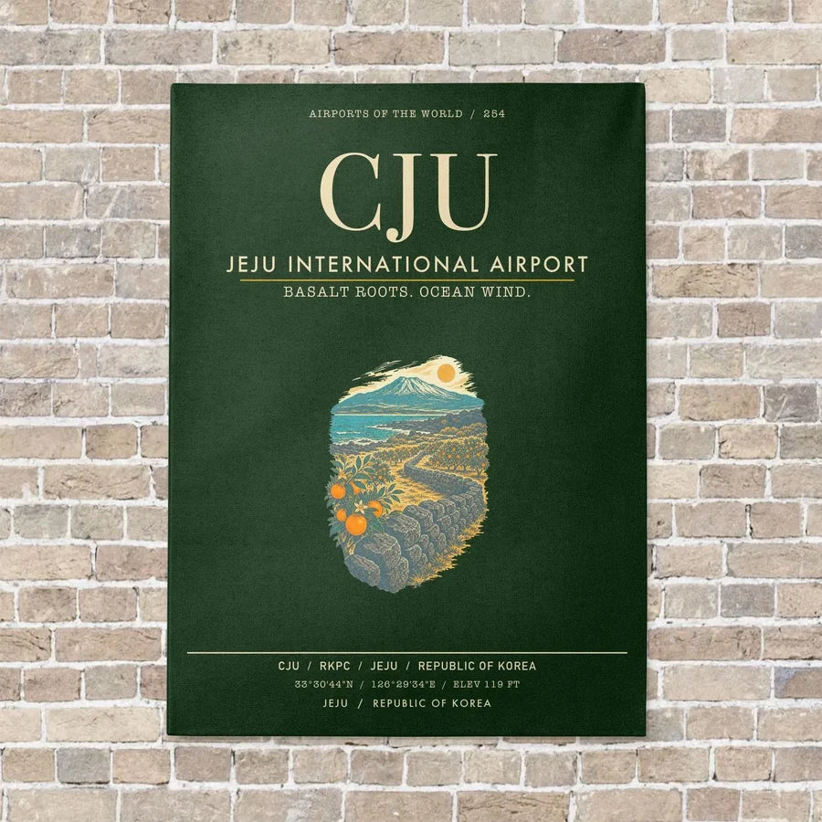 Jeju International Airport CJU - Canvas Framed - Dark Green