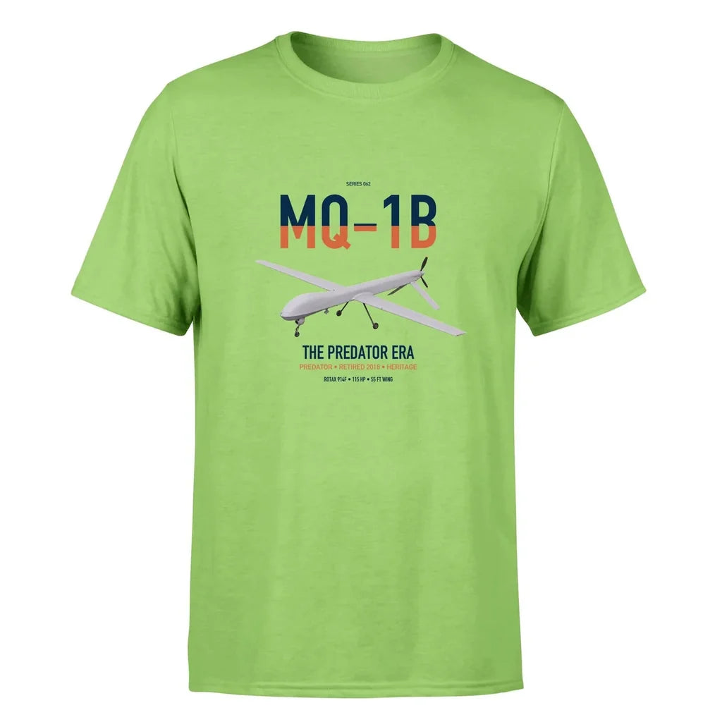 MQ-1B Predator design on light green double-side t-shirt, single-side print