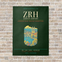 Thumbnail for Zurich Airport ZRH - Canvas Framed - Dark Green