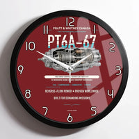 Thumbnail for PT6A-67 design on dark red framed wall clock