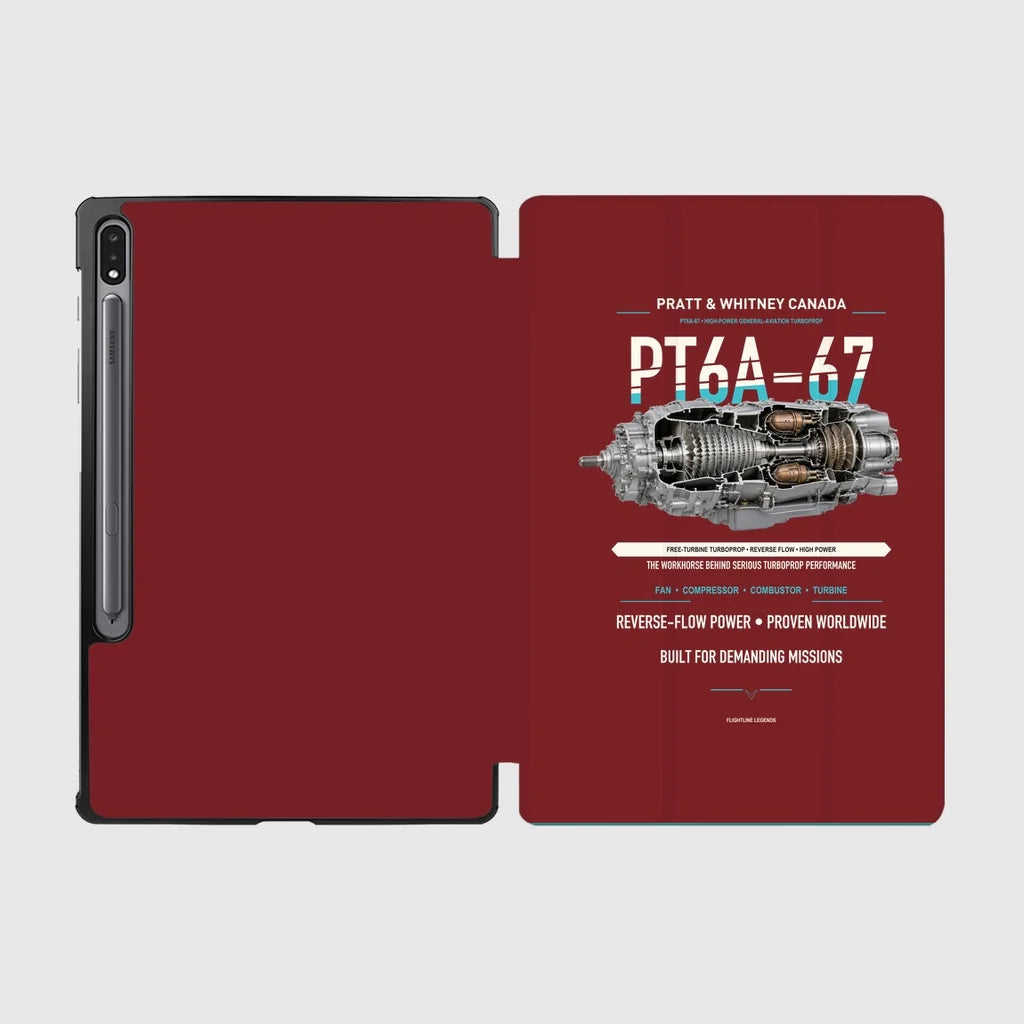 PT6A-67 design on dark red samsung tablet tablet case