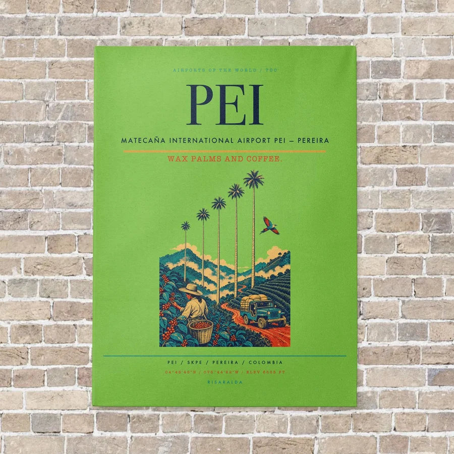 Matecaña International Airport PEI — Pereira vertical canvas print - no frame - light green background
