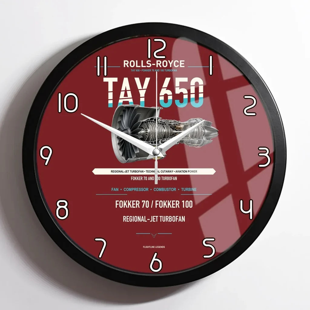 TAY 650 design on dark red framed wall clock