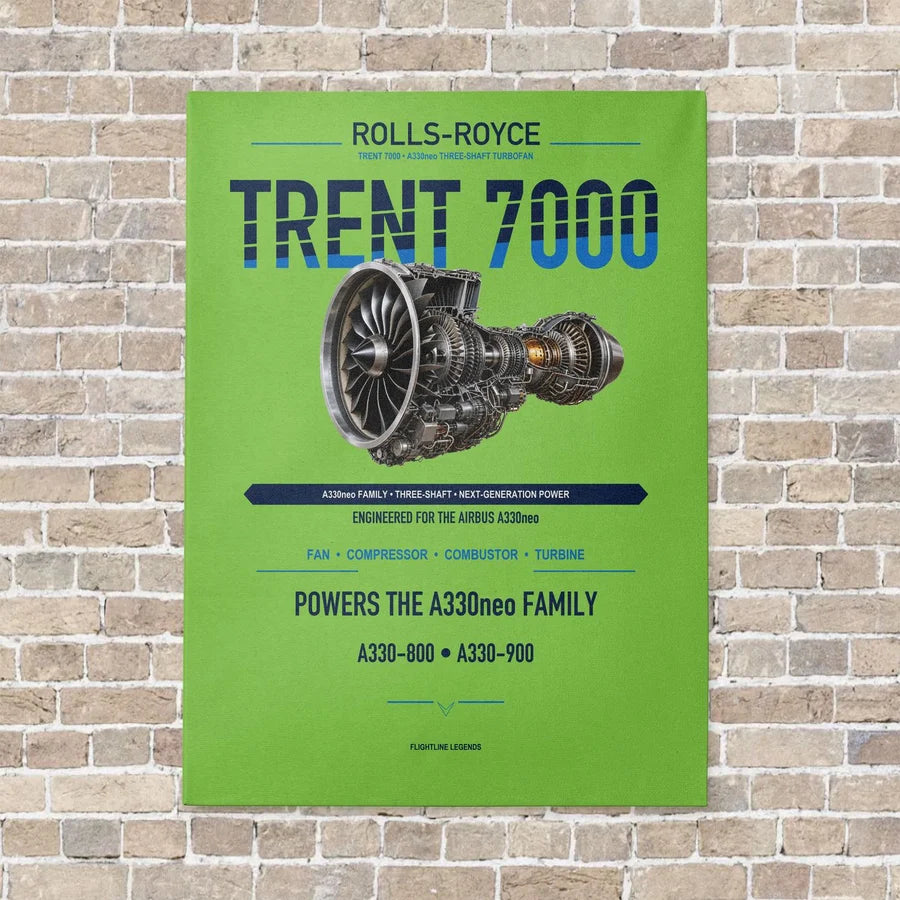 TRENT 7000 vertical canvas print - no frame - light green background