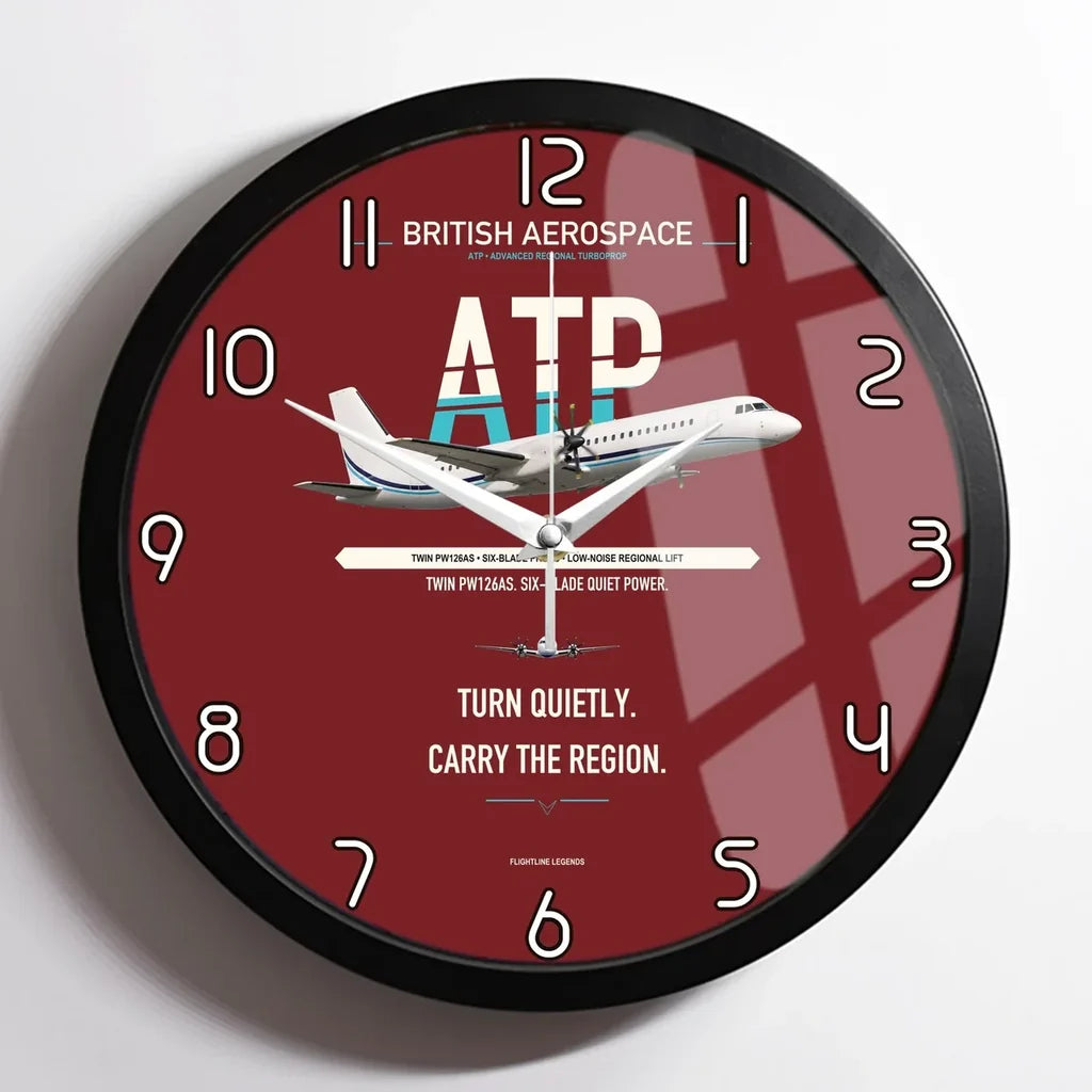 British Aerospace ATP design on dark red framed wall clock