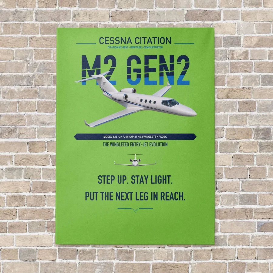 Cessna Citation M2 Gen2 vertical canvas print - no frame - light green background