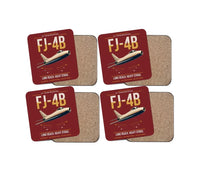 Thumbnail for FJ-4B Fury design on dark red 4 pieces set coaster