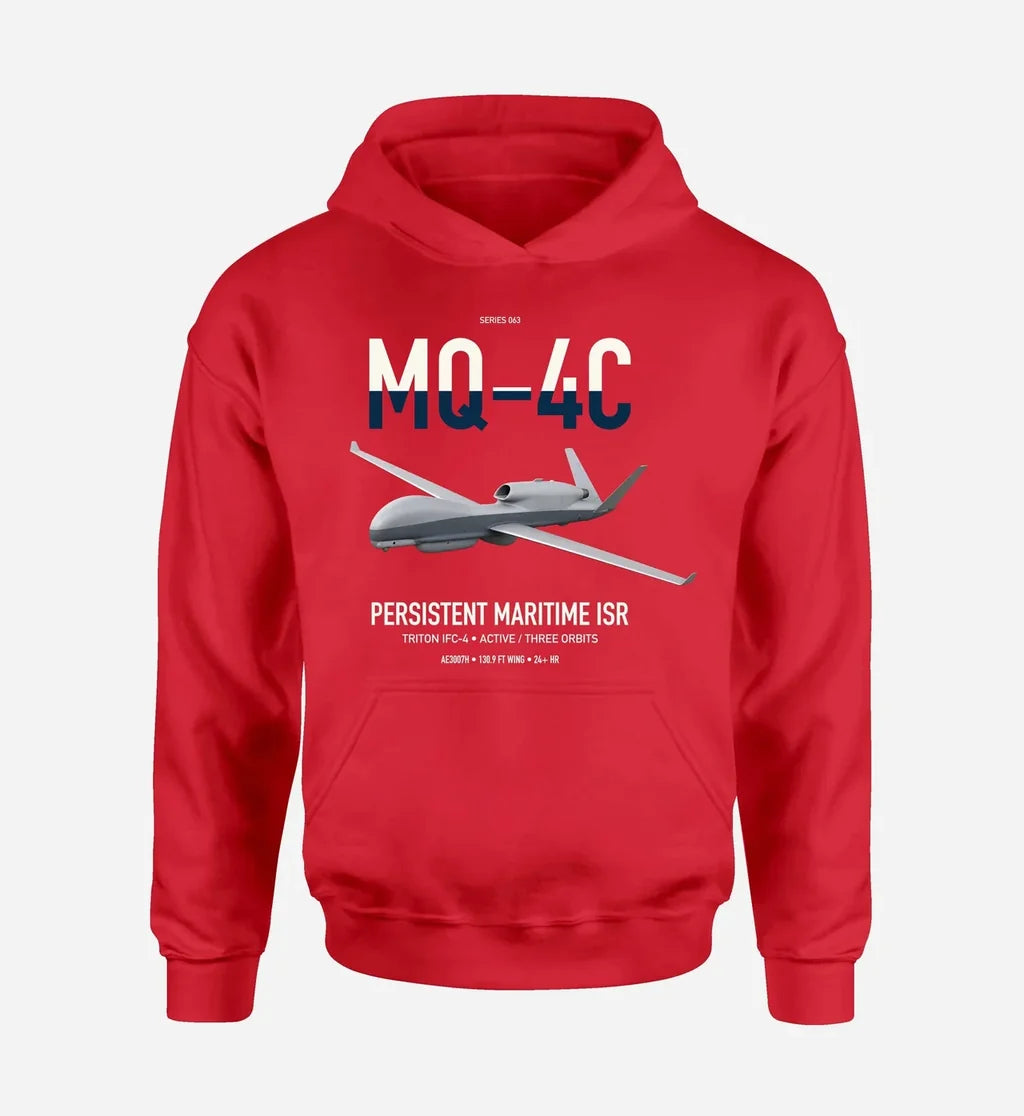 MQ-4C Triton IFC-4 design on red double-side hoodie, single-side print