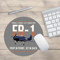 Thumbnail for FR-1 Fireball Prop in Front Jet in Back design on gray round mouse pad