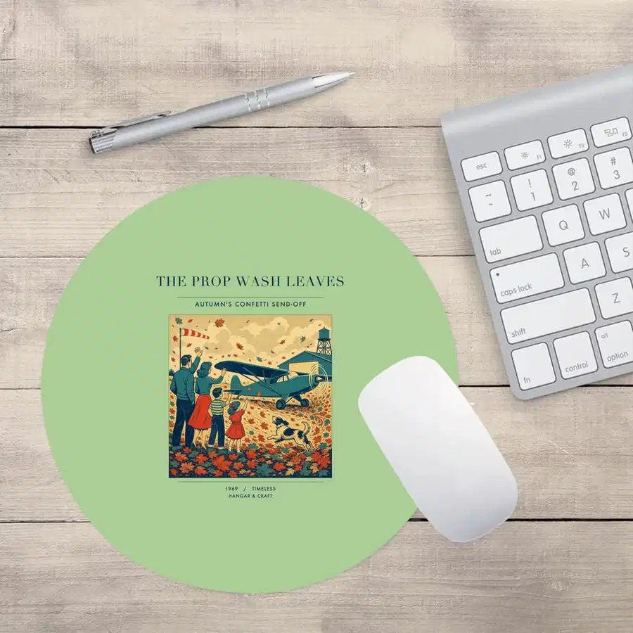 VINTAGE G4450 - The Prop Wash Leaves - Designed Mouse Pads design on lightgreen round