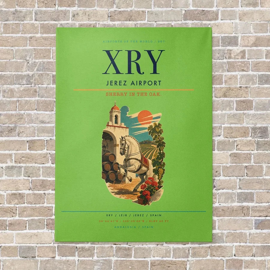 Jerez Airport XRY vertical canvas print - no frame - light green background
