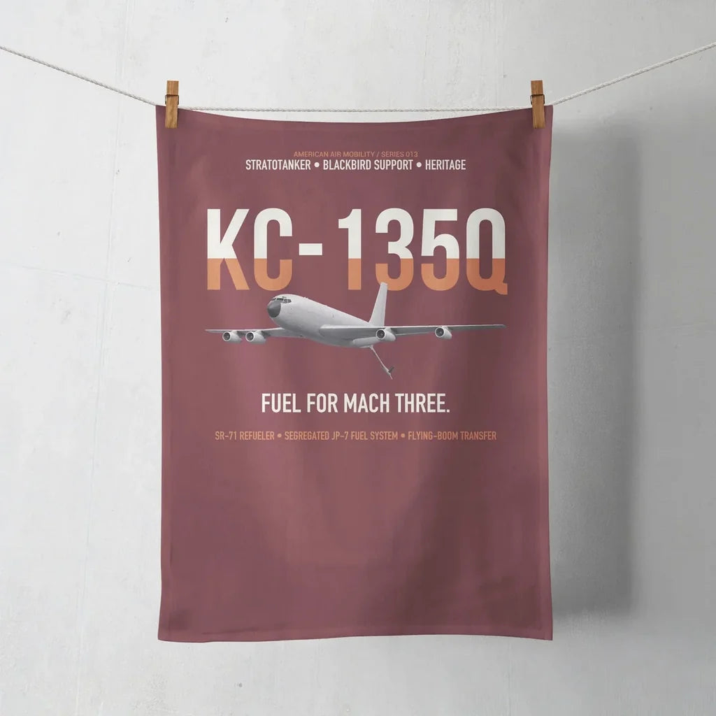 KC-135Q Blackbird Tanker design on dark red towel