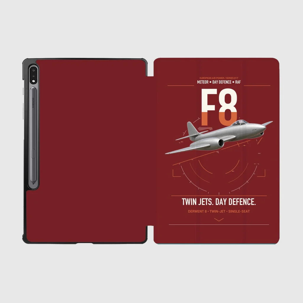 Gloster Meteor F8 design on dark red samsung tablet tablet case