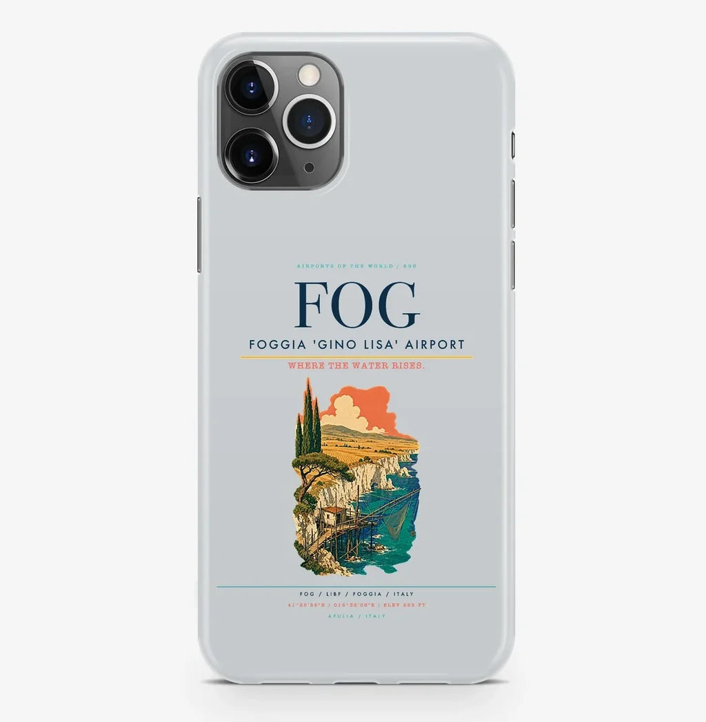 Foggia Airport (FOG) design on light gray iPhone 16 Pro MagSafe case