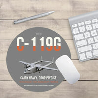 Thumbnail for C-119G Flying Boxcar design on gray round mouse pad