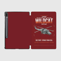 Thumbnail for Leonardo AW159 Wildcat HMA2 design on dark red samsung tablet tablet case