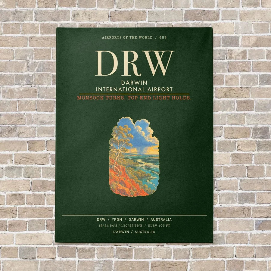 Darwin International Airport DRW - Canvas Framed - Dark Green
