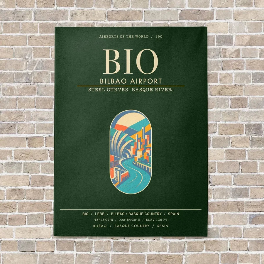 Bilbao Airport BIO - Canvas Framed - Dark Green