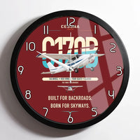 Thumbnail for Cessna 170B design on dark red framed wall clock