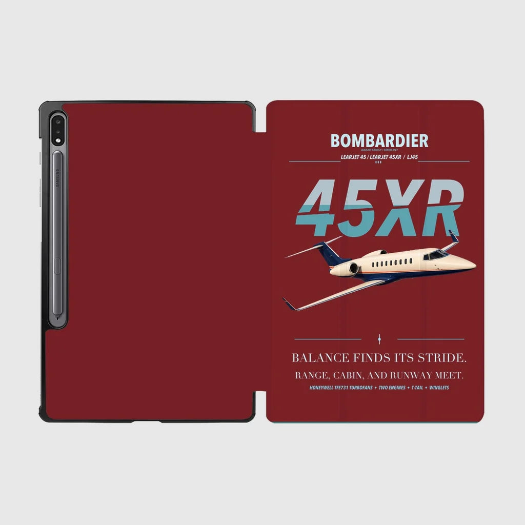 Bombardier Learjet 45XR design on dark red samsung tablet tablet case