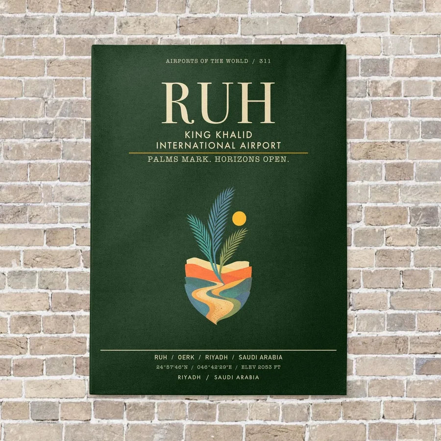 King Khalid International Airport RUH - Canvas Framed - Dark Green