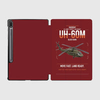 Thumbnail for Sikorsky UH-60M Black Hawk design on dark red samsung tablet tablet case