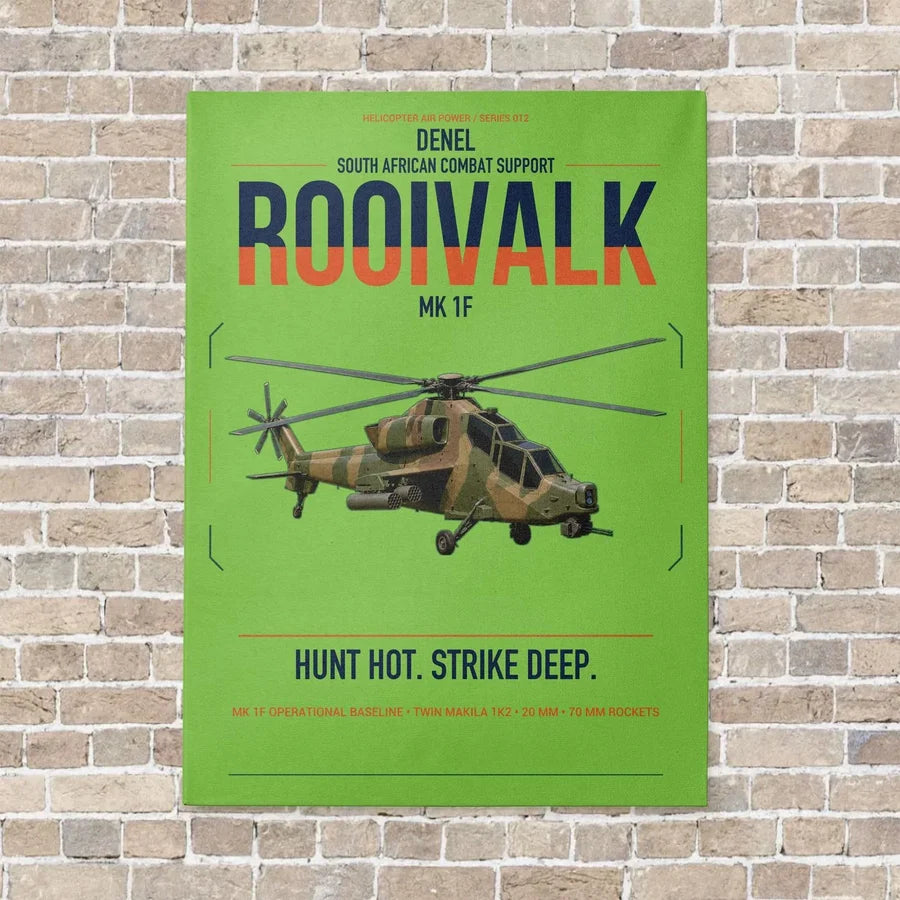 Denel Rooivalk Mk 1F vertical canvas print - no frame - light green background