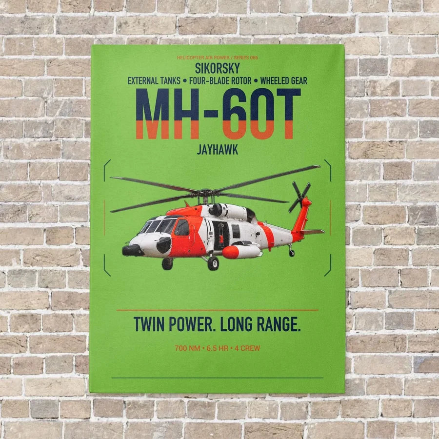 Sikorsky MH-60T Jayhawk vertical canvas print - no frame - light green background